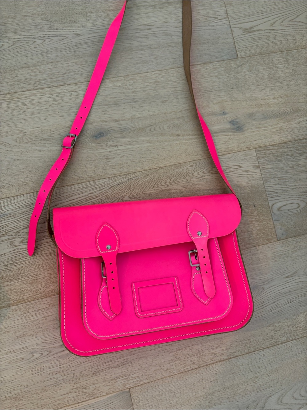 The Cambridge Satchel Company Neon Pink Leather Satchel Crossbody